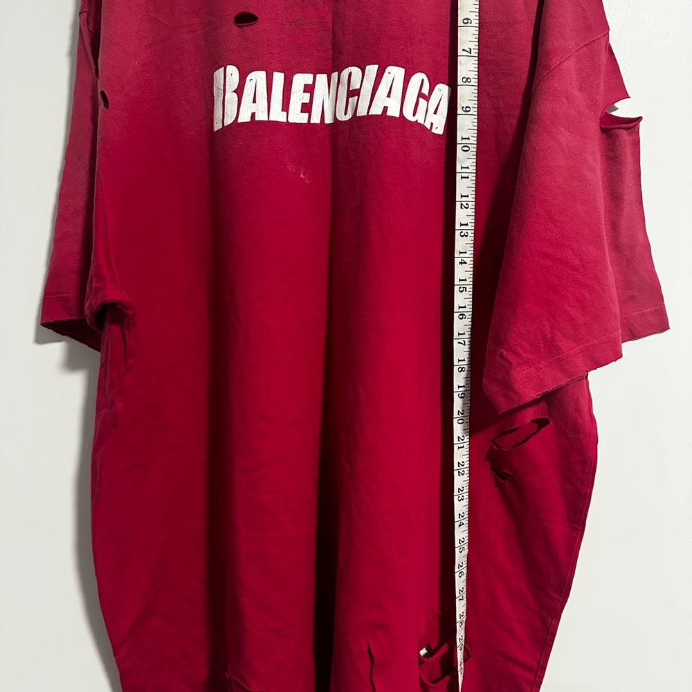 Balenciaga Distressed Red T Shirt